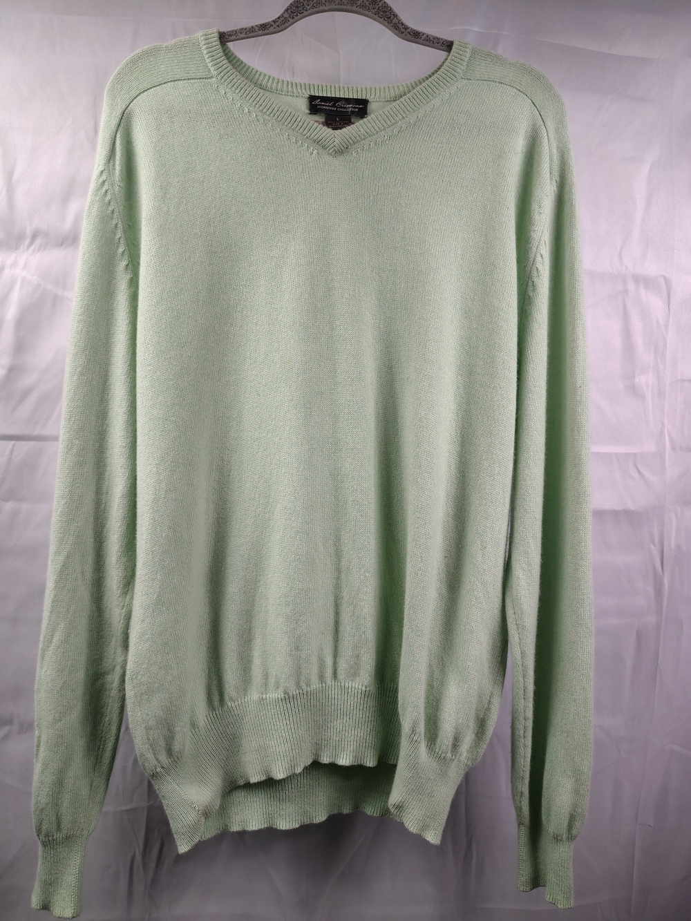 Daniel Cremieux Signature Collection Light Green 100% Cashmere Sweater Large